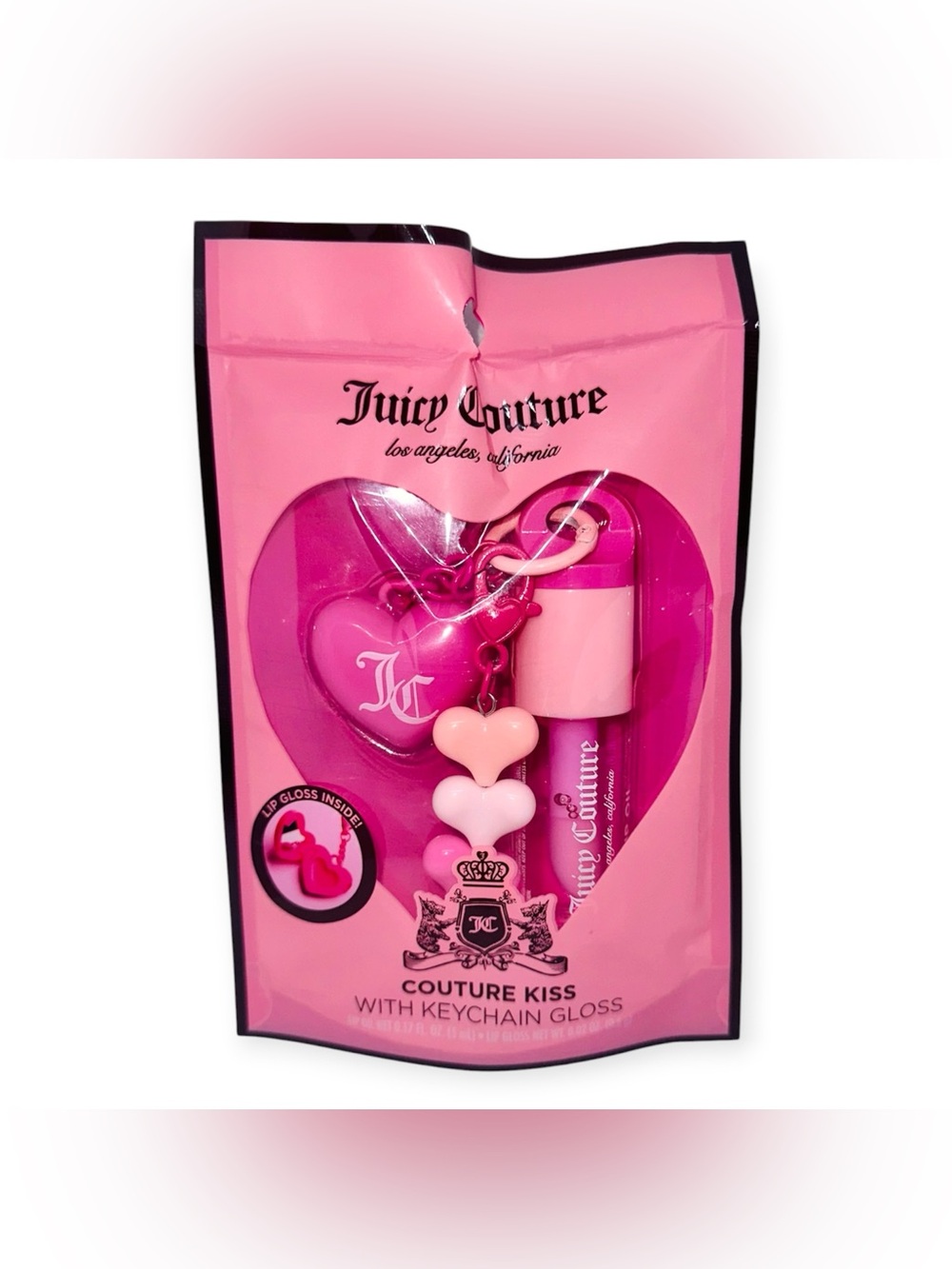 New Juicy Couture Lip Gloss Keychain Set